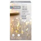 Premier Battery Operated Multi-Action MicroBrights Christmas Lights with Timer - 50 LED - Warm White