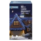 Premier Snowing IcicleBrights Icicle Christmas Lights with Timer Blue & White - 960 LED