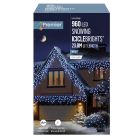 Premier Snowing IcicleBrights Icicles Christmas Lights with Timer - White - 960 LED
