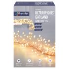 Premier Multi-Action Silver UltraBrights Christmas Lights Garland - Warm White - Rose Gold Wire - 430 Large LED