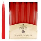 Price's Candles Tapered Dinner Candle Unwrapped - Red - Pack of 50