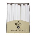 Price's Candles Tapered Dinner Candle Unwrapped - White - Pack of 50