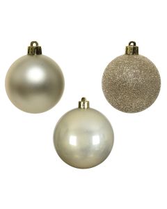 Kaemingk Christmas Baubles Shatterproof - Shiny/Matt/Glitter Mix - Pack of 10 - Pearl - dia 6cm