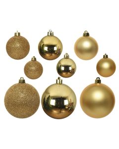 Kaemingk Christmas Baubles Shatterproof - Shiny/Matt/Glitter Mix - Light Gold - dia 4cm/5cm/6cm