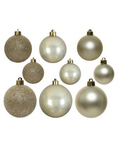 Kaemingk Christmas Baubles Shatterproof - Shiny/Matt/Glitter Mix - Pack of 30 - Pearl - dia 4cm/5cm/6cm