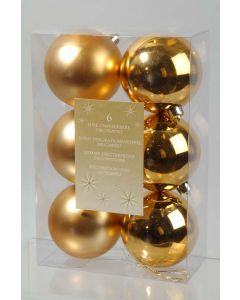 Kaemingk Christmas Shatterproof Plain Baubles 80mm Light Gold Pk of 6