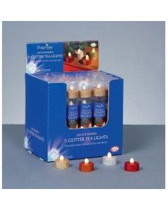 5 Piece Glitter LED Tea Light - Battery Operated