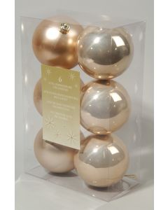 Kaemingk Plain Shatterproof Baubles Pack 6 Pearl