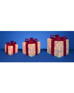 LED Glitter Parcels - 3 Piece White/Red