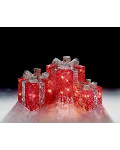 Red Parcel Fairy Lights with Red Bow - SET3