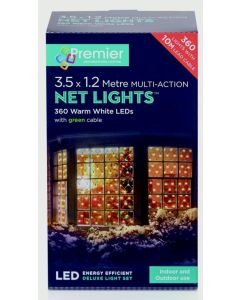 Multi-Action LED Net Lights - 180 LED 1.75 x 1.2m Warm White