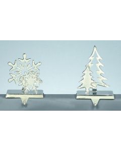 Stocking Hanger 2 Assorted Double Tree-Snowflake - 18cm