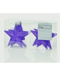 Purple Glitter Stars - 6x10cm