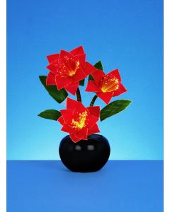 Red Poinsettias With White LEDs - 40cm