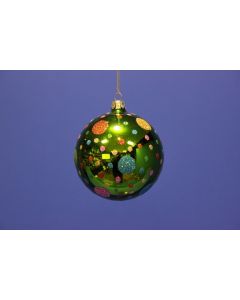 Lime Spotty Glass Bauble - 10cm