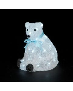 Acrylic Sitting Bear - 30cm Ice White LEDs