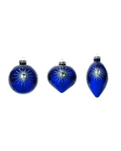 3 Assorted Decorations - Midnight Blue 80-110mm