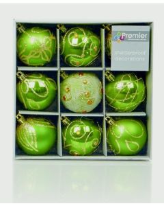 Decorated Balls - Apple Green 9x60mm