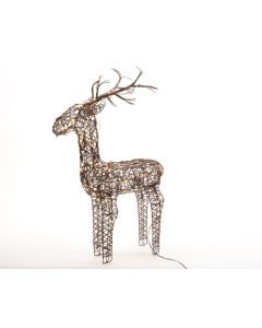 Kaemingk Lumineo LED Brown Wicker Deer Christmas Lights - Indoor & Outdoor - Warm White - L 61cm - W 27cm - H 135cm - 96 LED