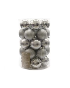 Plain Shatterproof Baubles Pack 34 - 80mm Silver