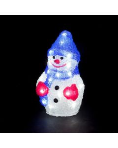 Acrylic Snowman 24 White LEDs - 22cm Battery Operated
