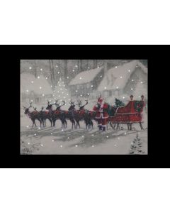 Fibre Optic Santa & Sleigh Canvas - 30 x 40cm