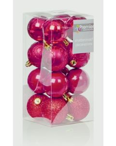 Multi Finish Baubles 16 x 50mm - Red
