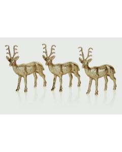 Gold Glitter Reindeer 14cm - 3 Piece