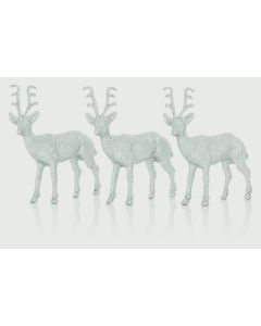 Silver Glitter Reindeer 14cm - 3 Piece