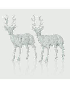 2 Piece Glitter Reindeer - Silver 17cm