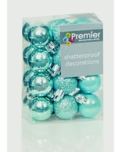 Premier 30mm Multi Finish Christmas Bauble Balls - Ice Blue Pack 24