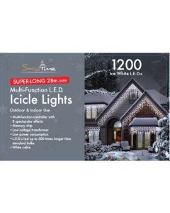 1200 LED Multi Function Icicle Lights - White