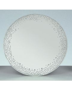 Diamond Silver Mirror Crystal Round Candle Plate - 25cm