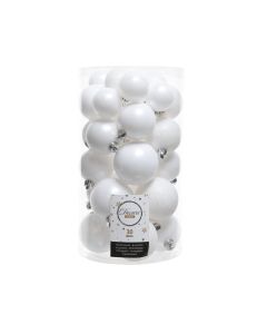 Kaemingk Shatterproof Baubles Mixed Pack 30 Winter White - 40/50/60mm