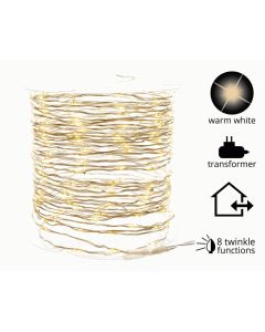 9m Micro LED Outdoor Twinkle Lights - Warm White