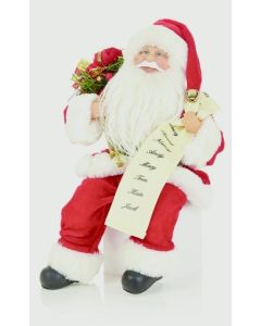 Sitting Santa With List - 30cm
