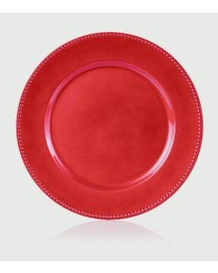 33cm Red Bead Edge Charger Plate In Cdu - 33cm