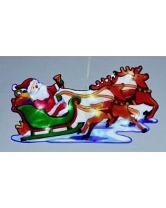 Led Santa In Sleigh Window Silhoutte Leds - 25x13