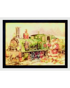 3d Lit Lenticular Santa & Train Scene - 35x25