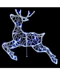 Acrylic Prancing Reindeer 30 Wht Leds - 56cm