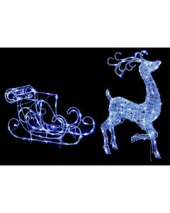 Acrylic Reindeer & Sleigh 140 White LED - 1m
