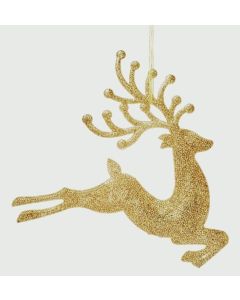 27cm Gold Glitter Prancing Reindeer Trim - 27cm