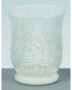 White Glass Candle Holder In Box - 10cm