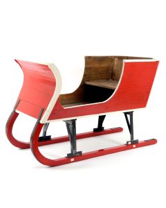 Pine Wood Decoration Sleigh - Red