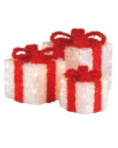 Kaemingk Lumineo LED Christmas Gift Box - White/Red