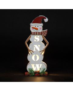 Battery Operated Snow Snowman Table Decoration - 35cm