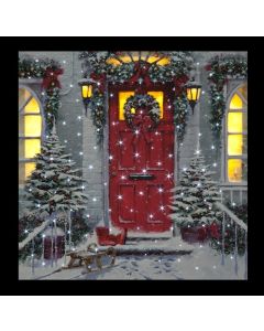 Battery Operated Fibre Optic LED Garland Door Canvas - 40x40