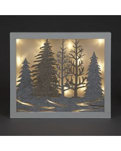 Battery Operated Lit Wooden Plaque Trees - 36cm