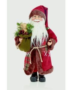 Standing Tartan Santa With Glasses - 40cm