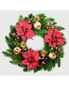 Decorated Garland - 60cm Red/Gold